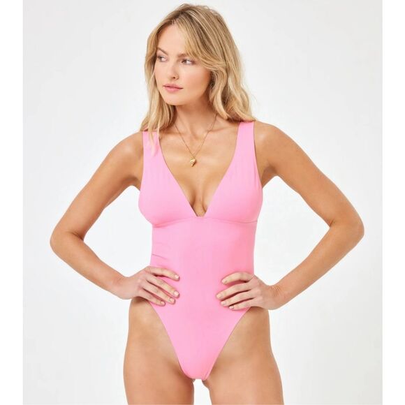 L*Space Seamless Katniss One Piece Swimsuit in Guava Size L - Picture 2 of 10